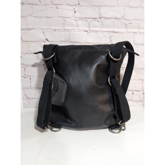 THE Sak Ventura Convertible Strap Backpack Black Leather Canvas Studs 2 straps - Picture 7 of 16